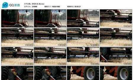 农用收割机高清实拍视频素材