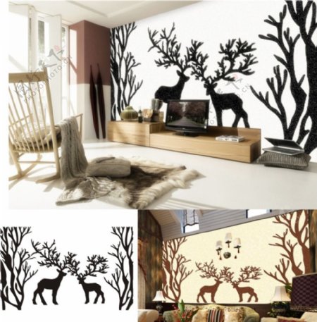 北欧麋鹿矢量图墙艺图片