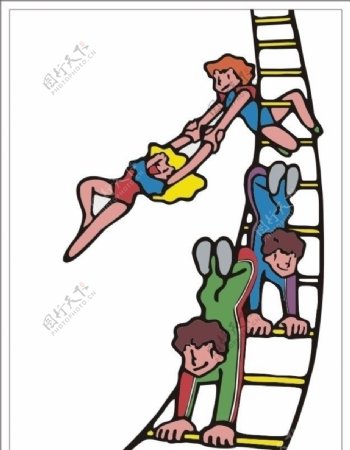 卡通魔术牌楼梯杂技图片