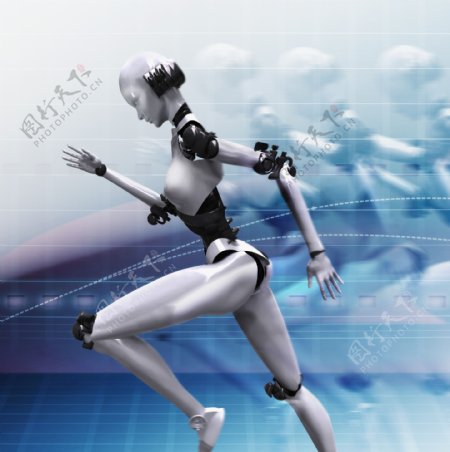 未来科技奔跑的机器人图片
