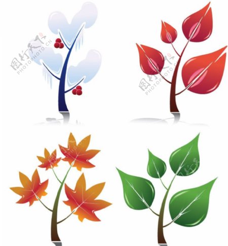 四季树木设计矢量图片