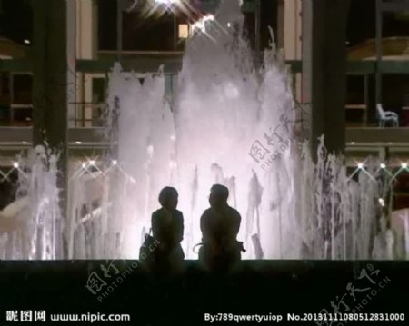 夜景喷泉背景视频