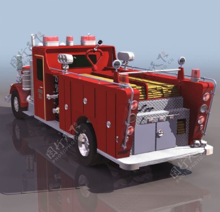 3D模型图库交通工具工程车卡车消防车图片