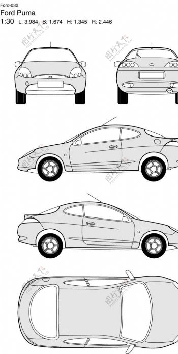 福特汽车线框图图片