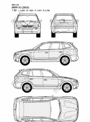 宝马BMWX32003汽车线稿图片