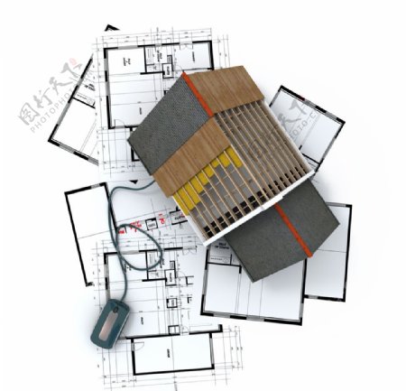 3d建筑模型图纸鼠标图片