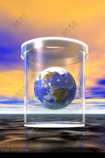 杯子里的地球图片