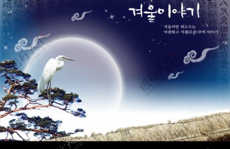 韩国古典月色风光图片