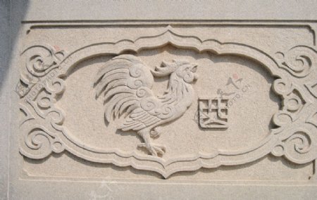北辰山石雕十二生肖鸡图片