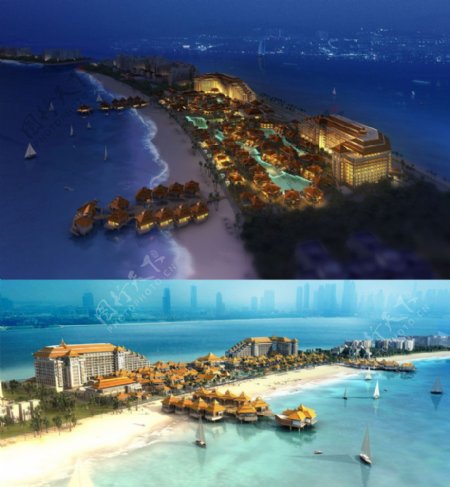 海边酒店建筑模型图片