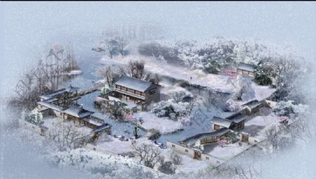 江南雪景图片