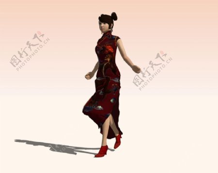旗袍美女3d模型图片