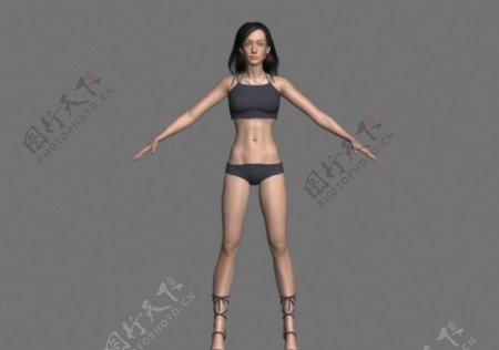 超强女性人物masha原模型带多套衣服带贴图已附骨图片