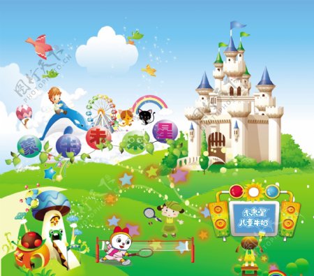幼儿园城堡卡通广告图图片