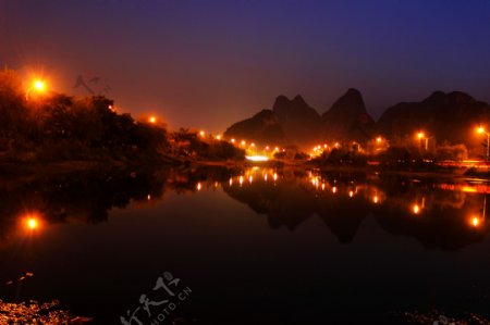 桂林琴潭夜景图片