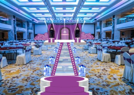 紫色婚礼舞台效果图图片
