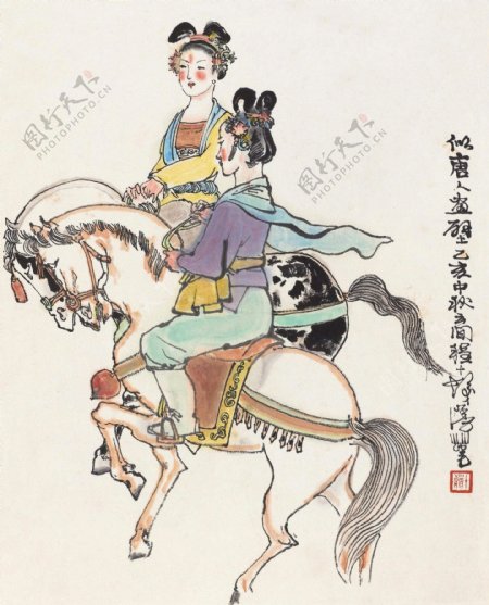 唐人骑马图图片