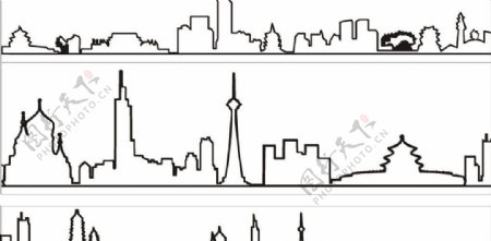 矢量线条城市建筑图图片