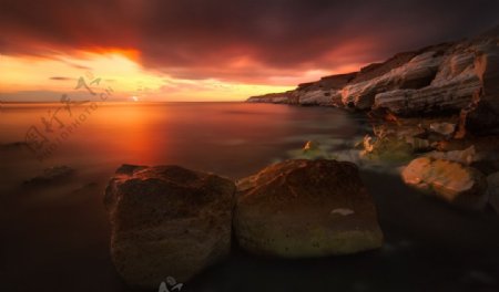 海边夕阳景象图片