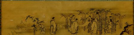 日本江户时代绘画狩野雪信竹林七贤图图片