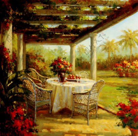 花园餐桌图片