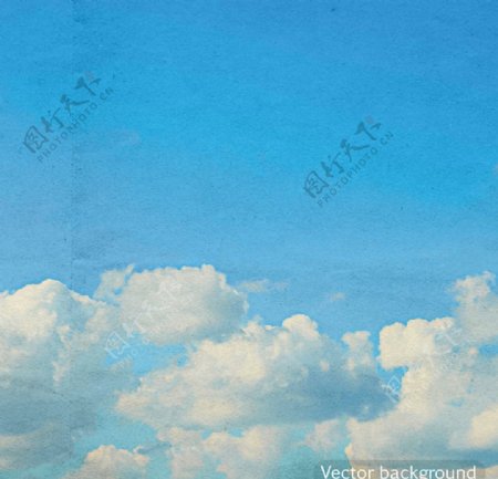 矢量复古风格天空背景图片