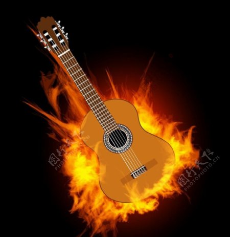 燃烧吉他图片