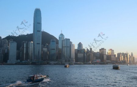 香港维多利亚港的黄昏图片