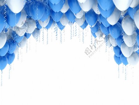 白蓝气球素材图片