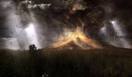 唯美火山喷发图片