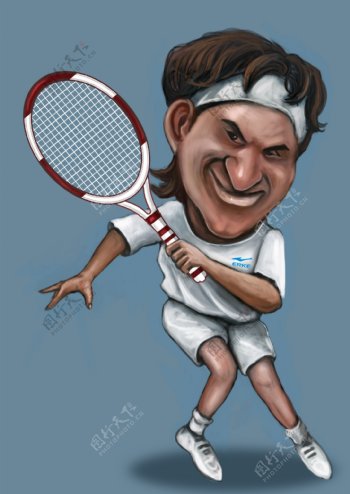 肖像漫画网球天王费德勒图片