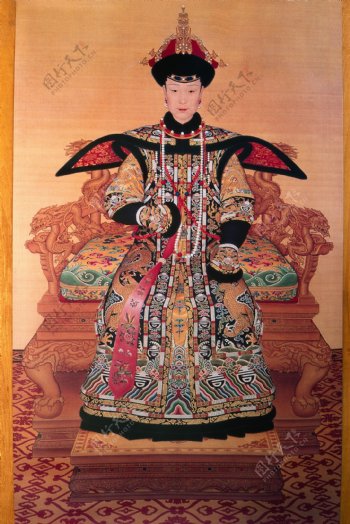 国画清朝皇后画像图片