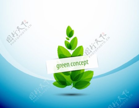 蓝色动感线条绿叶绿色环保背景图片