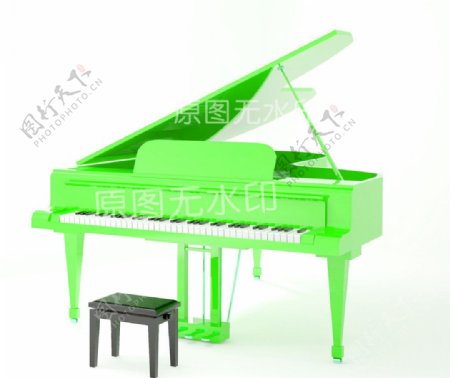 绿色钢琴图片