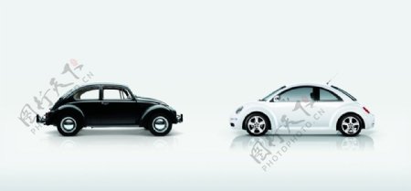 大众黑白甲壳虫汽车图片