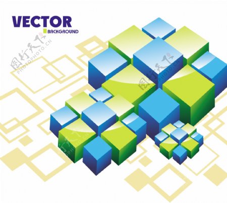 动感正方体方块形状商务科技背景图片