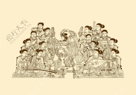 莫高窟98窟五代思益梵天问经变中的舞伎图片