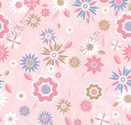 粉色系花朵无缝背景图片