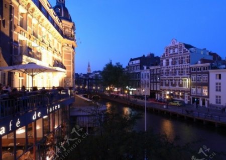 荷兰阿姆斯特丹大运河夜景图片