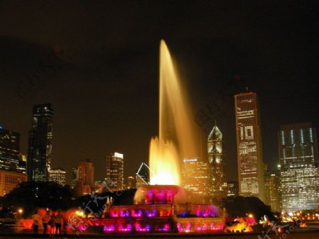 芝加哥美丽的城市夜景图片