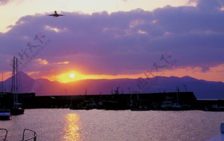 码头黄昏风景图片