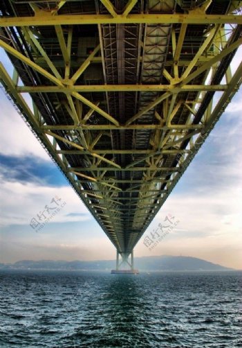 明石大桥桥下倩影图片