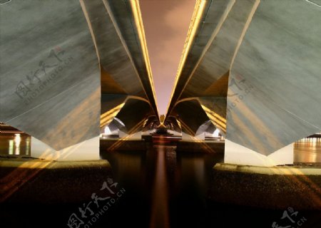 新加坡鱼尾狮桥下图片