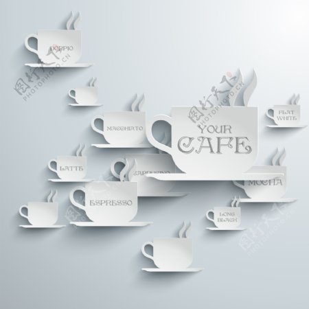 创意微立体咖啡杯茶杯素材图片