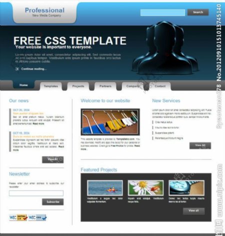 新媒体公司CSS网页模板图片