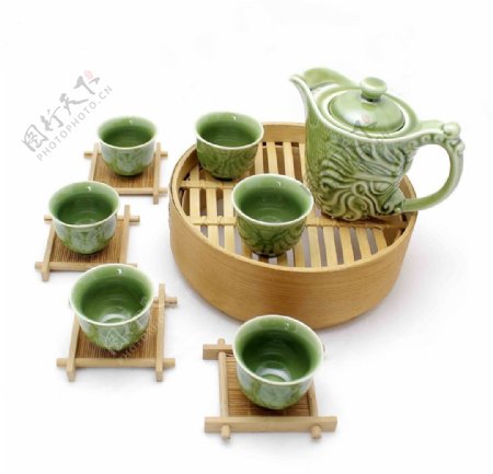 彩釉套装茶具图片