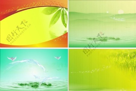 青山绿水背景展板图片