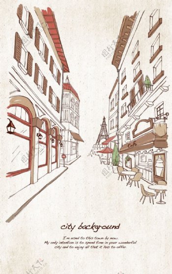 巴黎城市建筑插画图片