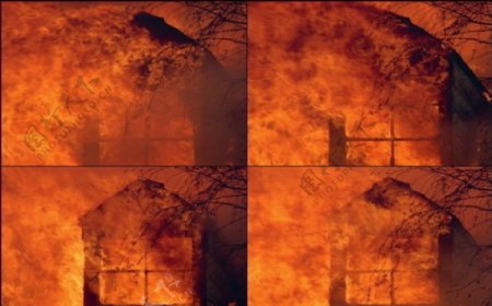 烈火燃烧房屋素材图片