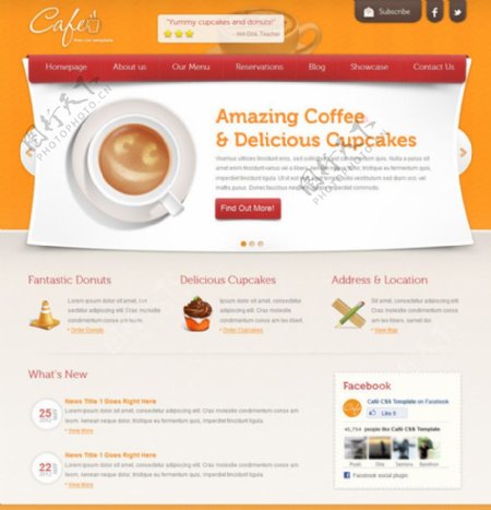 咖啡馆饮料网站模板图片